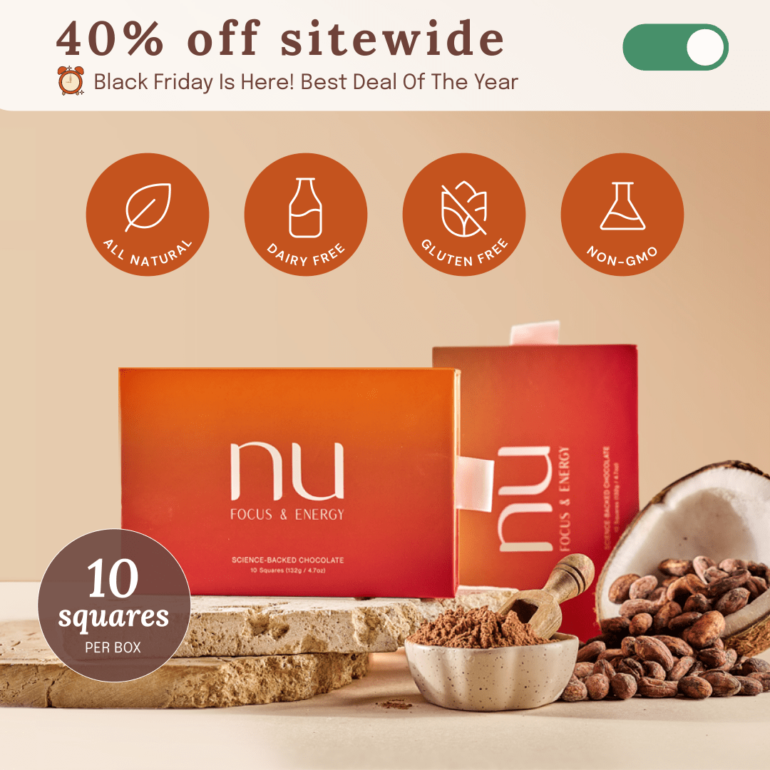 Focus & Energy Functional Dark Chocolate - Nu Chocolates